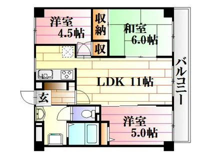 ガーデンHATANO(3LDK/3階)の間取り写真