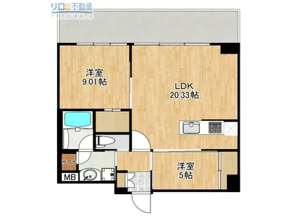 プレジオ宝塚ASIAN(2LDK/1階)の間取り写真