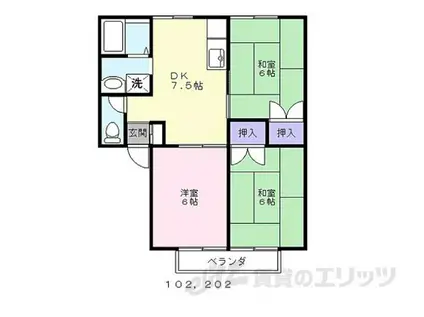 セジュールHARA(3DK/2階)の間取り写真