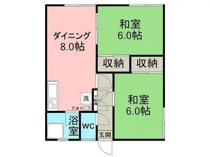 サイトウハイツ2(2DK/2階)の間取り写真