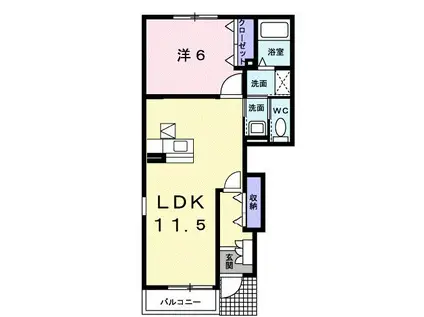 サニーヒル(1LDK/1階)の間取り写真