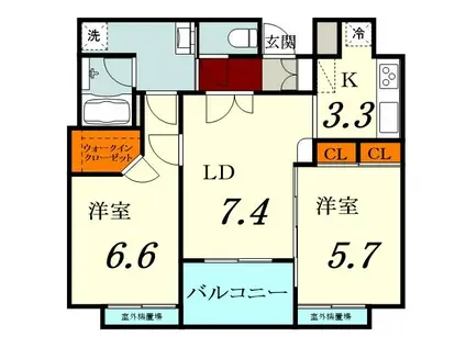 エステムプラザ梅田ウエスト(2LDK/2階)の間取り写真