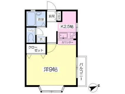 ハートフルプラザ(1K/1階)の間取り写真