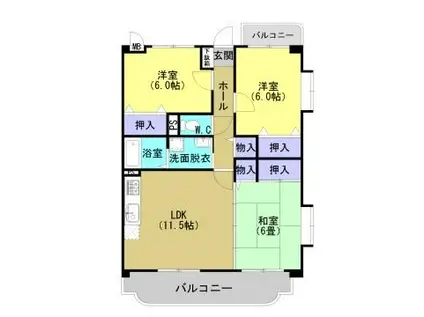 ベルメゾン長嶺(3LDK/3階)の間取り写真