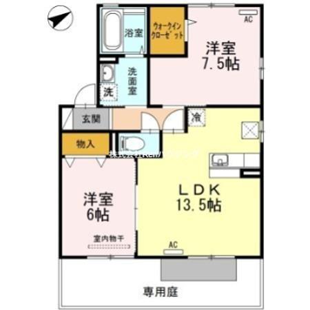 シャルムコート(2LDK/1階)の間取り写真