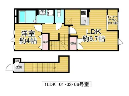 帆凪HONAGI(1LDK/2階)の間取り写真