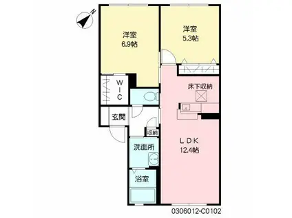 スクーデリア2006 C棟(2LDK/1階)の間取り写真