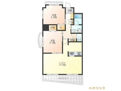 スペースヤマト(2LDK/6階)の間取り写真