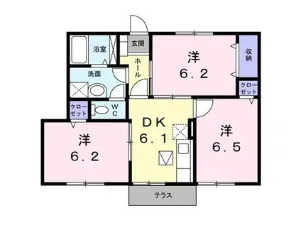 シャン・ノ-ル(3DK/1階)の間取り写真