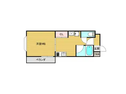 サンオークスマンション(1K/2階)の間取り写真