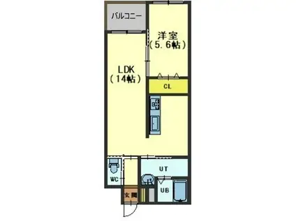 NEW PIAZZA西桔梗(1LDK/1階)の間取り写真