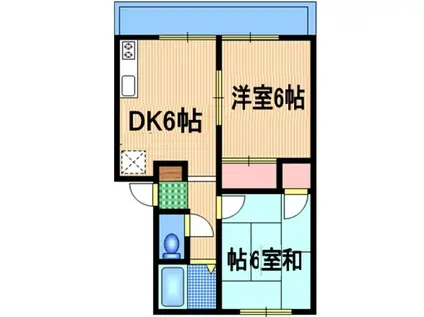 紙善ハイツ晩鐘(2DK/1階)の間取り写真