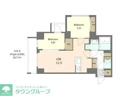 S-RESIDENCE高島平ASOLEA(2LDK/2階)の間取り写真