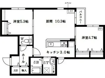 リバティ中島公園(2LDK/3階)の間取り写真