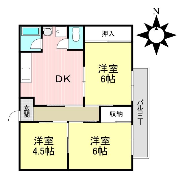 コーポ籾山(3DK/2階)の間取り写真