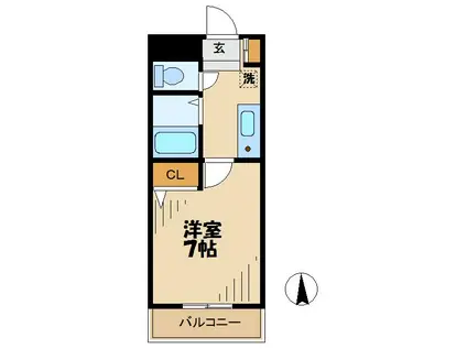 プロミネンス(1K/2階)の間取り写真
