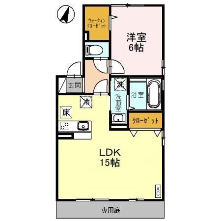 セジュール宝 A(1LDK/1階)の間取り写真