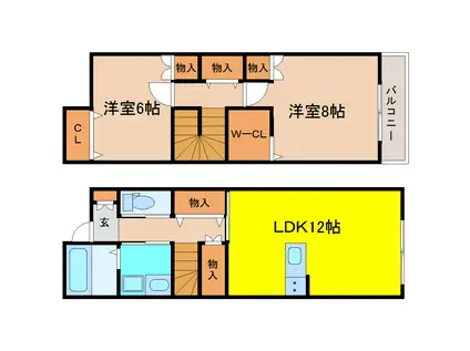 APT LIBEL D(2LDK/1階)の間取り写真