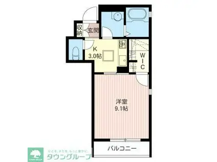 セントラルセレッソ国立(1K/1階)の間取り写真