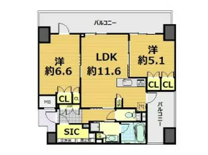 宮益坂ビルディング ザ・渋谷レジデンス(2LDK/8階)の間取り写真