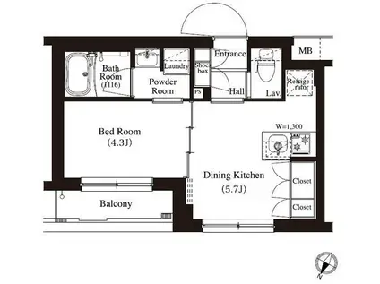 アーバンパーク方南町II(1DK/3階)の間取り写真