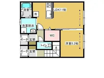 ヴァンベール(1LDK/1階)の間取り写真