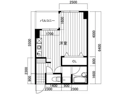グリーンプラザ武蔵小山(ワンルーム/2階)の間取り写真