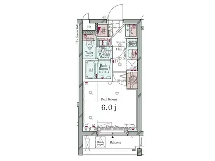 コンシェリア横濱元町 THE RESIDENCE(1K/2階)の間取り写真