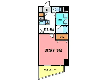 YKハイツ西明石II(1K/2階)の間取り写真