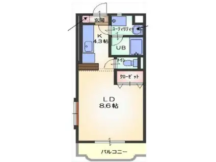 SANTOPIA-SEN(1K/2階)の間取り写真