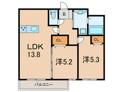 RIVIERE西宮(2LDK/3階)の間取り写真