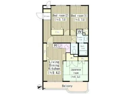 エミネンス高野台(3LDK/1階)の間取り写真