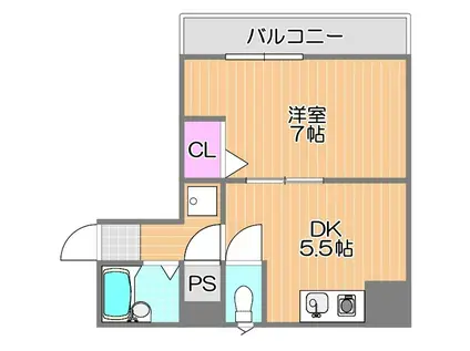 第一天瀬ビル(1DK/9階)の間取り写真