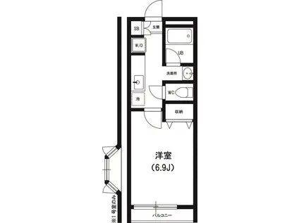 リリックコート北越谷(1K/1階)の間取り写真