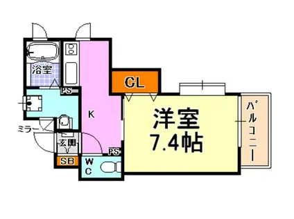 ネージュ芦屋川(1K/1階)の間取り写真