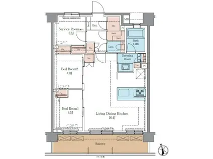 LUXENAPAWS藤沢(2SLDK/7階)の間取り写真