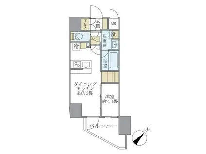 アジールコート町屋(1DK/14階)の間取り写真