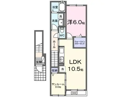 ネイサンベールI(1LDK/2階)の間取り写真