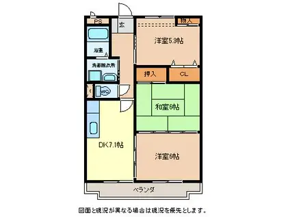 リンピア浅間(3DK/3階)の間取り写真