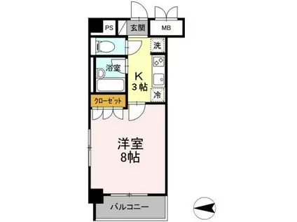 コージーコートひだまり館(1K/6階)の間取り写真