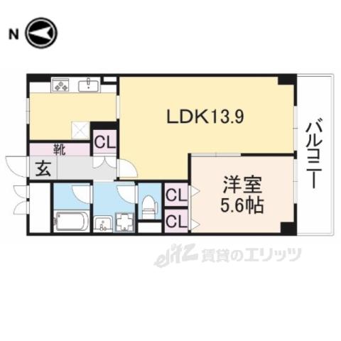 若草ハイツ(1LDK/5階)の間取り写真