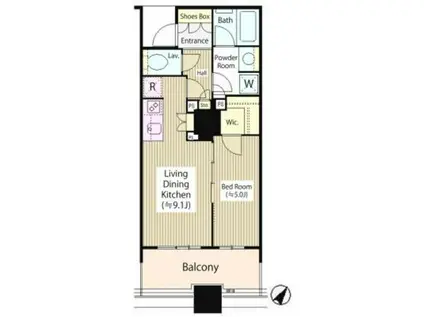 ブリリア有明スカイタワー(1LDK/15階)の間取り写真