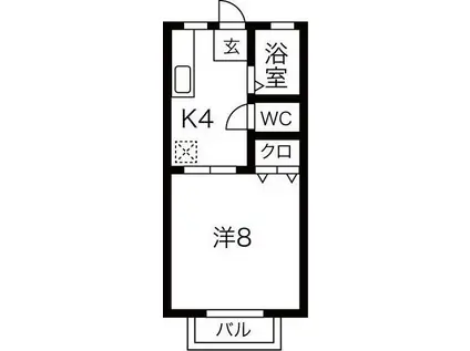 サンライフ川平(1K/2階)の間取り写真