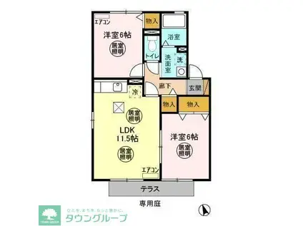 アルカイックシャトー東館(2LDK/1階)の間取り写真