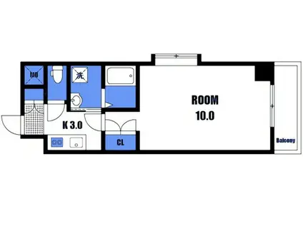 BAUHAUS東原(1K/3階)の間取り写真