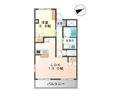 エバーグランディールII(1LDK/2階)の間取り写真