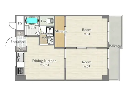 メゾン南(2DK/1階)の間取り写真