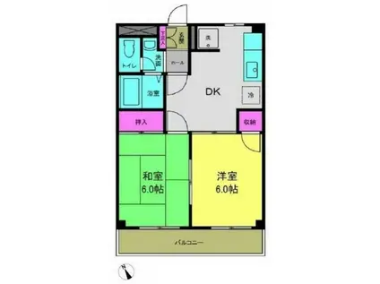 サンシティ日吉(2DK/1階)の間取り写真