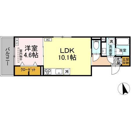 D-ASSET府中町(1LDK/2階)の間取り写真