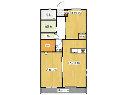 ルミナーレC棟(2LDK/2階)の間取り写真